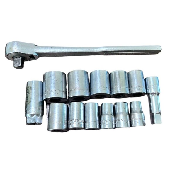 Craftsman Vintage 1/2" Drive 14 pc SAE G & -V- Series Socket Set 7/16" - 1 1/16" - Picture 3 of 5